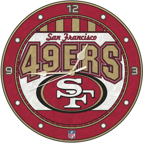 San Francisco 49ers 12"" Art Glass Wall Clock
