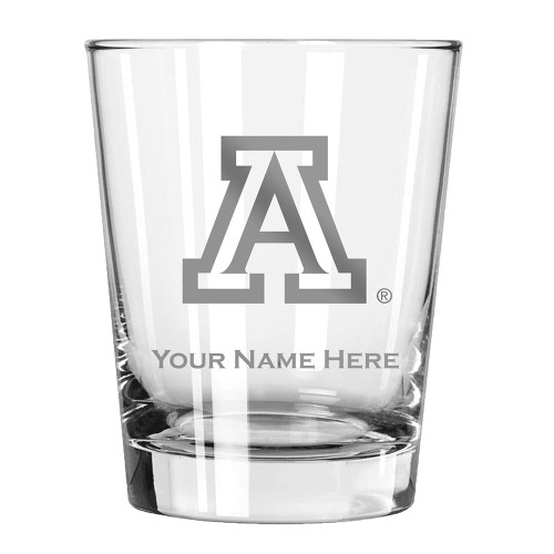 Arizona Wildcats Personalized 15 oz. Etched Double Old Fashioned Glass