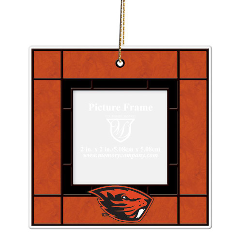 Oregon State Beavers Art Glass Picture Frame Ornament