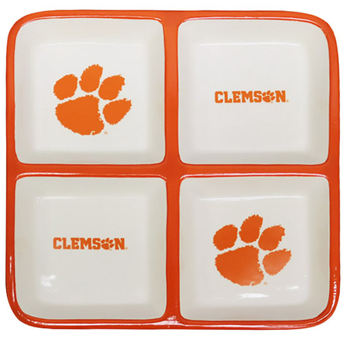 Clemson Tigers Ceramic 4 Section Square Tray