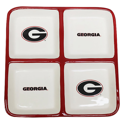 Georgia Bulldogs Ceramic 4 Section Square Tray