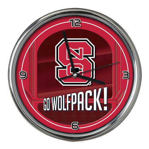 North Carolina State Wolfpack Go Team! Chrome Wall Clock