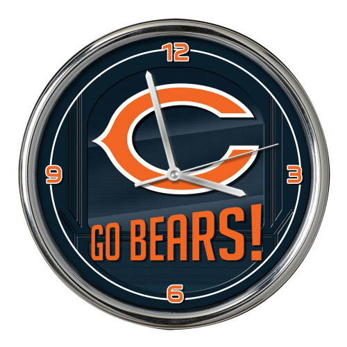 Chicago Bears Go Team! Chrome Wall Clock