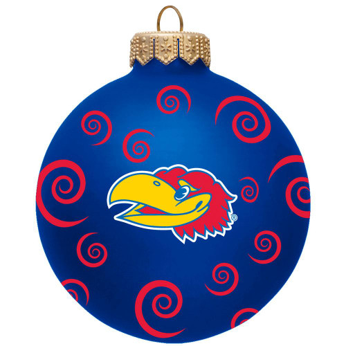 Kansas Jayhawks Team Color Swirl Ball Ornament