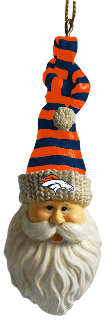 Denver Broncos Santa with Knit Cap Ornament