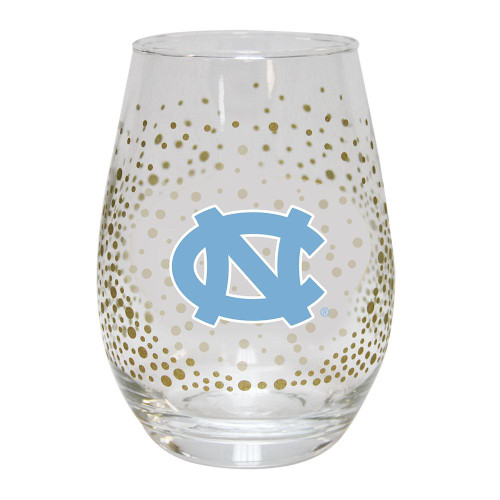 North Carolina Tar Heels 15 oz. Glitter Stemless Wine Glass