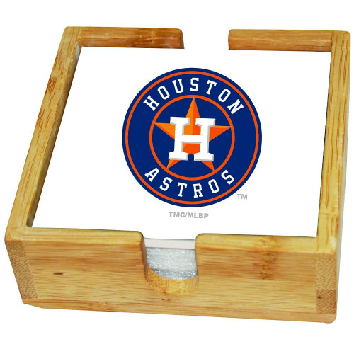 Houston Astros Coaster Set in Wood Caddy