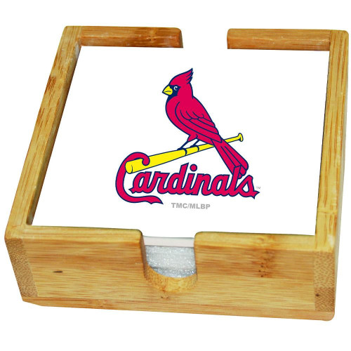 St. Louis Cardinals Coaster Set in Wood Caddy