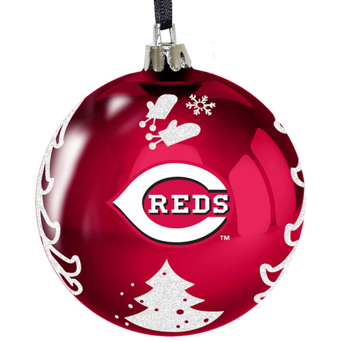 Cincinnati Reds 3"" Glass Ball Ornament with Trees Scene