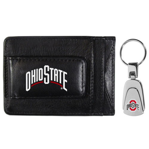 Ohio State Buckeyes Leather Cash & Cardholder & Steel Key Chain