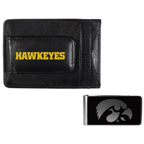 Iowa Hawkeyes Leather Cash & Cardholder & Black Money Clip
