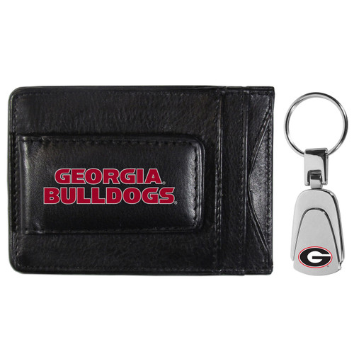 Georgia Bulldogs Leather Cash & Cardholder & Steel Key Chain