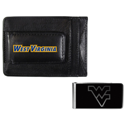 West Virginia Mountaineers Leather Cash & Cardholder & Black Money Clip