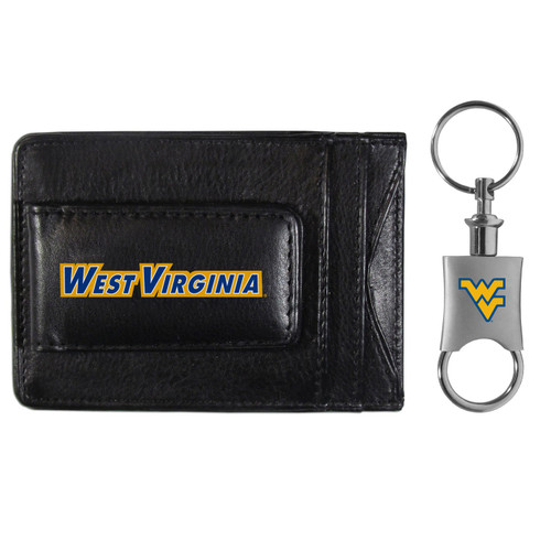 West Virginia Mountaineers Leather Cash & Cardholder & Valet Key Chain