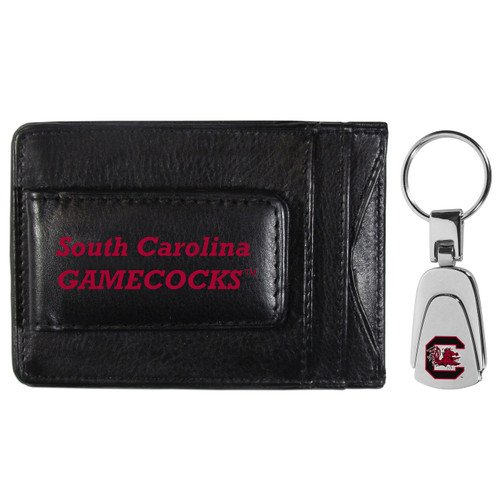 South Carolina Gamecocks Leather Cash & Cardholder & Steel Key Chain