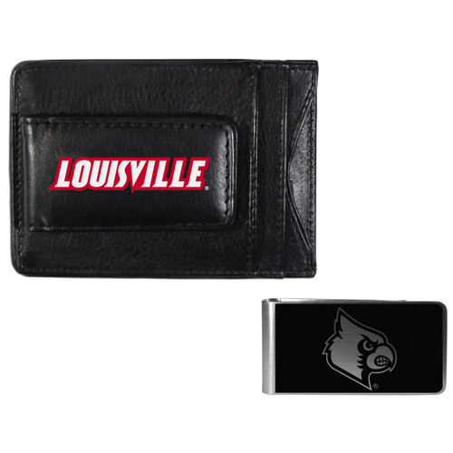 Louisville Cardinals Leather Cash & Cardholder & Black Money Clip