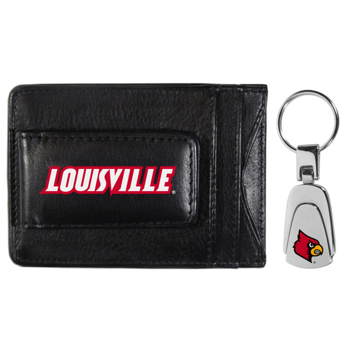 Louisville Cardinals Leather Cash & Cardholder & Steel Key Chain