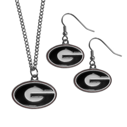 Georgia Bulldogs Siskiyou Dangle Earrings Chain Necklace