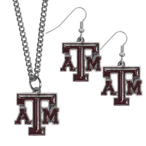 Texas AM Aggies Dangle Earrings Chain Necklace Set