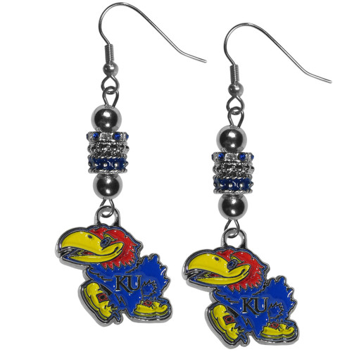 Kansas Jayhawks Euro Bead Earrings