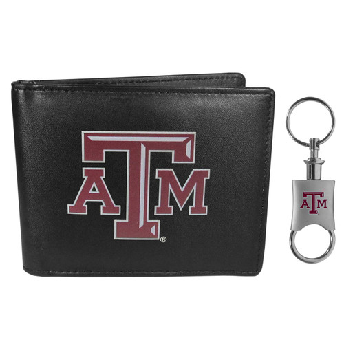 Texas A&M Aggies Leather Bi-fold Wallet & Valet Key Chain