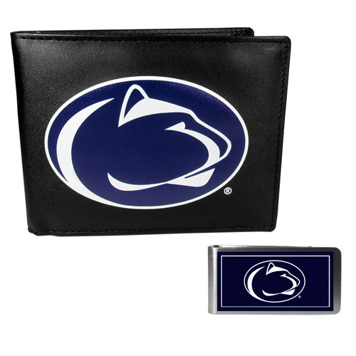 Penn State Nittany Lions Leather Bi-fold Wallet & Color Money Clip