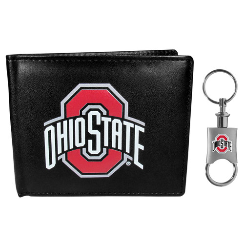 Ohio State Buckeyes Leather Bi-fold Wallet & Valet Key Chain