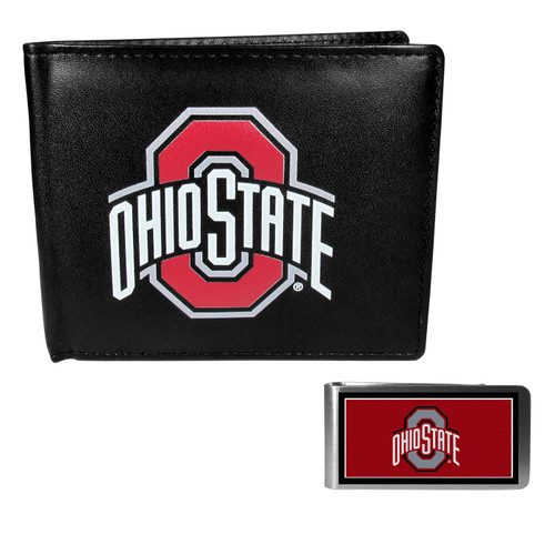 Ohio State Buckeyes Leather Bi-fold Wallet & Color Money Clip