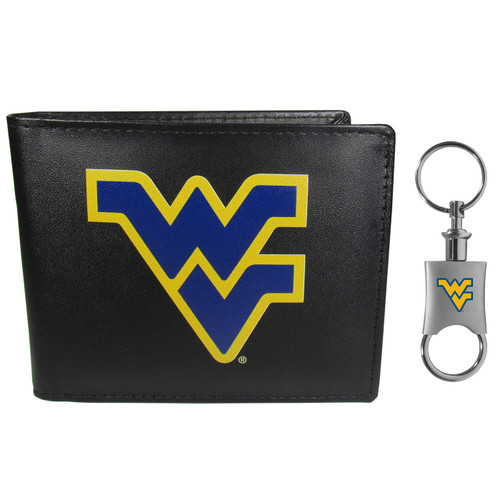 West Virginia Mountaineers Leather Bi-fold Wallet & Valet Key Chain