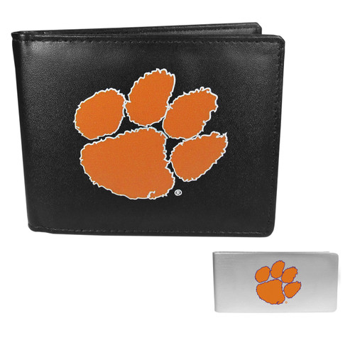Clemson Tigers Leather Bi-fold Wallet & Money Clip
