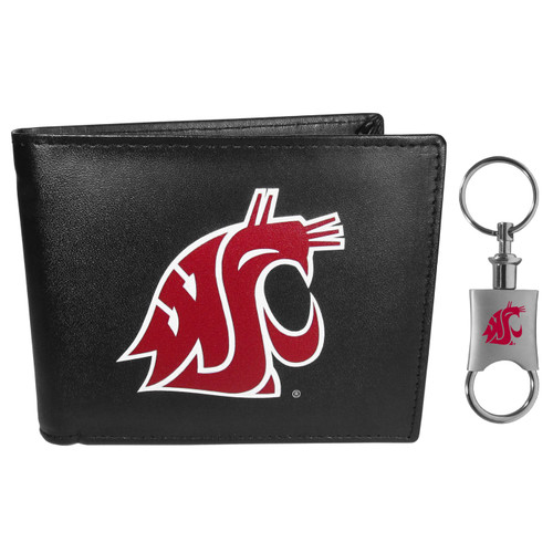 Washington State Cougars Leather Bi-fold Wallet & Valet Key Chain