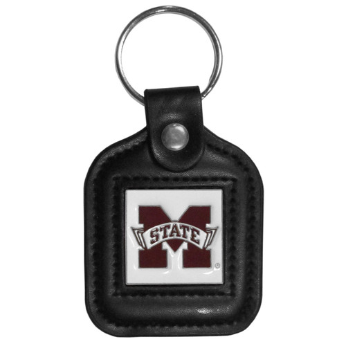 Mississippi State Bulldogs Square Leather Key Chain
