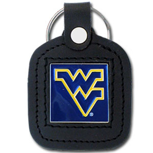 West Virginia Mountaineers Square Leather Key Chain