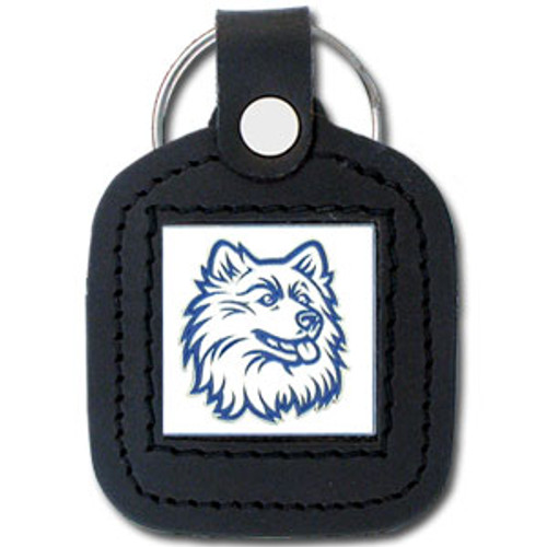 Connecticut Huskies Square Leather Key Chain