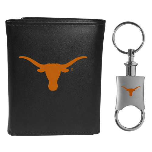 Texas Longhorns Leather Tri-fold Wallet & Valet Key Chain