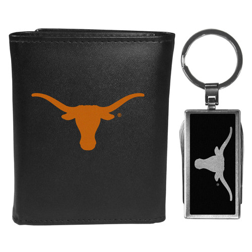 Texas Longhorns Leather Trifold Wallet & Multitool Key Chain Sports