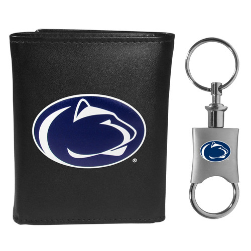 Penn State Nittany Lions Leather Tri-fold Wallet & Valet Key Chain