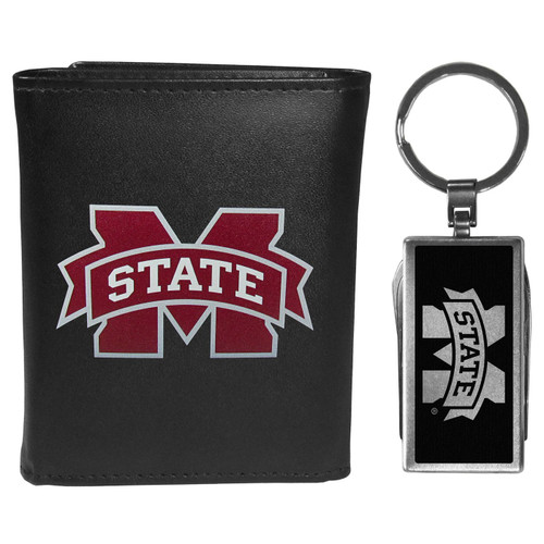 Mississippi State Bulldogs Leather Tri-fold Wallet & Multitool Key Chain