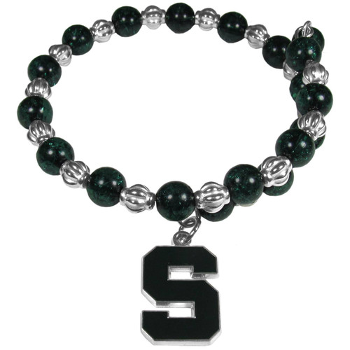 Michigan State Spartans Bead Memory Wire Bracelet