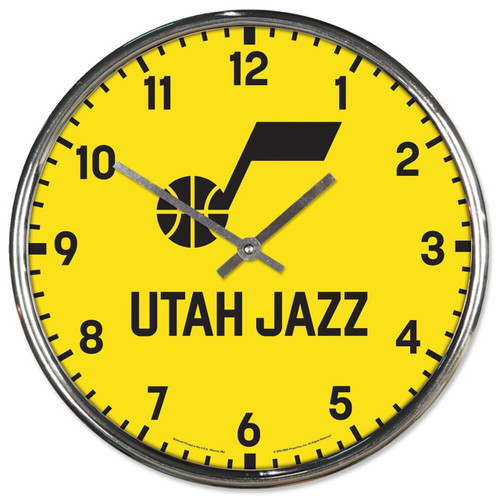 Utah Jazz Round Chrome Wall Clock
