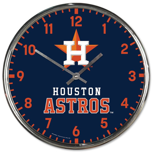 Houston Astros Round Chrome Wall Clock