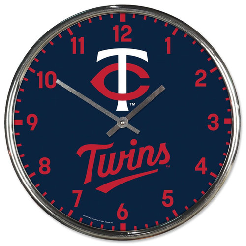 Minnesota Twins Round Chrome Wall Clock