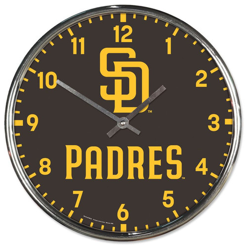 San Diego Padres Round Chrome Wall Clock