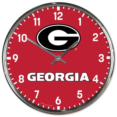 Georgia Bulldogs Round Chrome Wall Clock