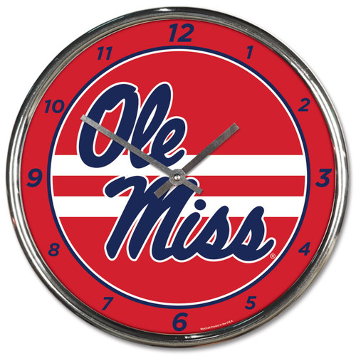 Mississippi Rebels Round Chrome Wall Clock