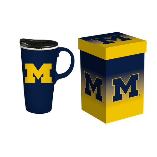 Michigan Wolverines Boxed 17 oz. Travel Latte Mug