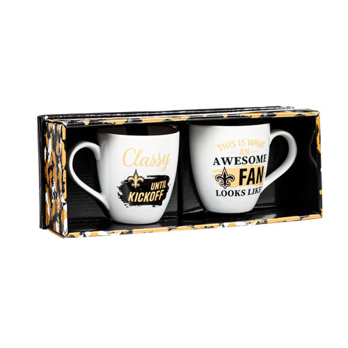 New Orleans Saints Ceramic 2-Piece Coffee Mug Set with Gift Box