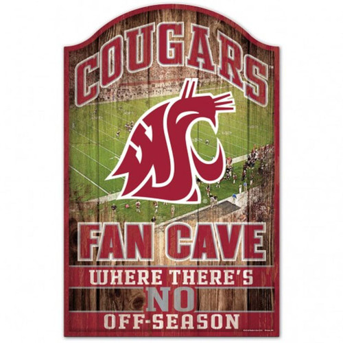 Washington State Cougars 11" x 17" Fan Cave Wood Sign