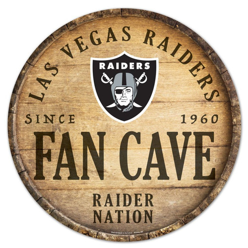 Las Vegas Raiders 14" Round Barrel Top Wood Sign