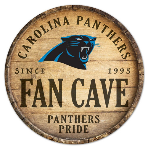 Carolina Panthers 14" Round Barrel Top Wood Sign